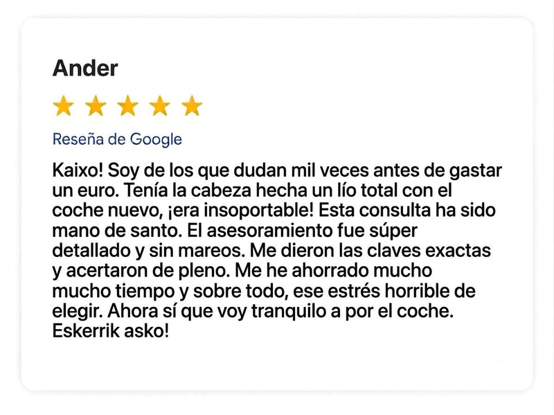 Reseña de Google de Ander sobre el asesoramiento de Audítame