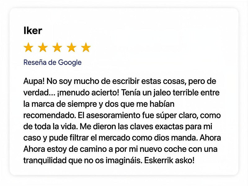 Reseña de Google de Iker sobre el asesoramiento de Audítame